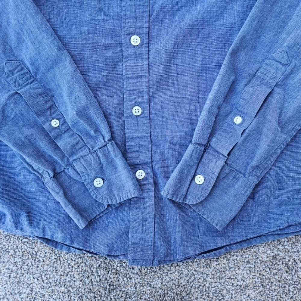 J. Crew Jeans Slim Flex Washed Muted Blue Long Sleeve Button Down Shirt Men's M - Picture 9 of 12